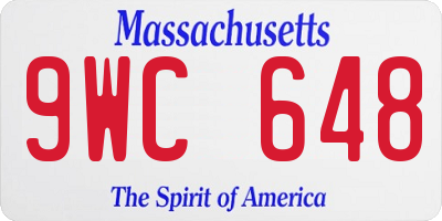 MA license plate 9WC648