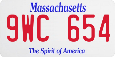 MA license plate 9WC654