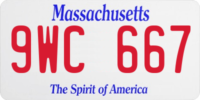 MA license plate 9WC667