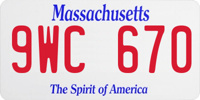 MA license plate 9WC670