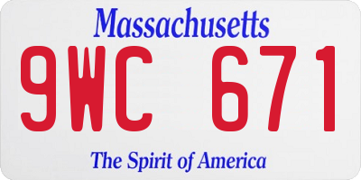 MA license plate 9WC671