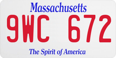 MA license plate 9WC672
