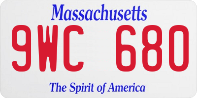 MA license plate 9WC680