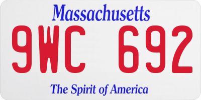 MA license plate 9WC692