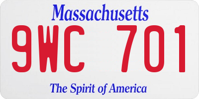 MA license plate 9WC701