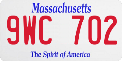 MA license plate 9WC702