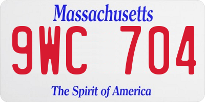 MA license plate 9WC704
