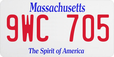 MA license plate 9WC705