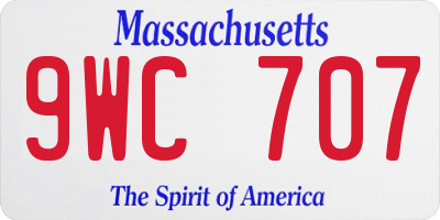 MA license plate 9WC707