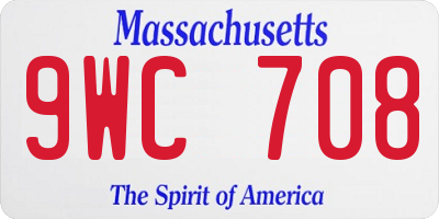MA license plate 9WC708