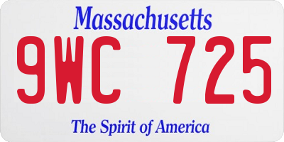 MA license plate 9WC725