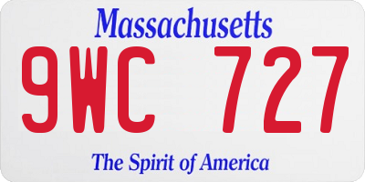 MA license plate 9WC727