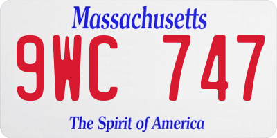 MA license plate 9WC747