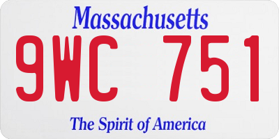MA license plate 9WC751