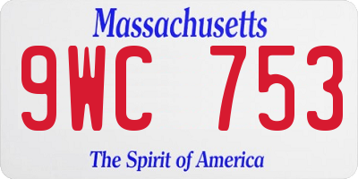 MA license plate 9WC753