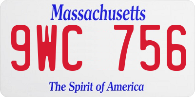 MA license plate 9WC756