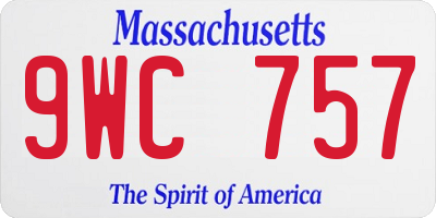 MA license plate 9WC757