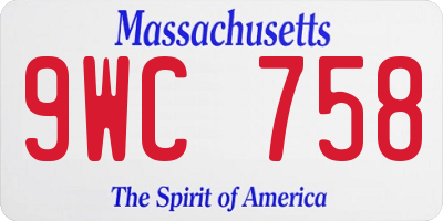 MA license plate 9WC758