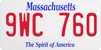 MA license plate 9WC760