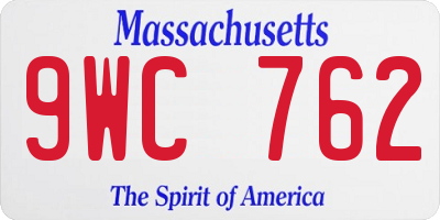 MA license plate 9WC762