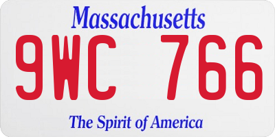 MA license plate 9WC766
