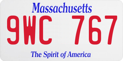 MA license plate 9WC767