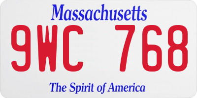 MA license plate 9WC768