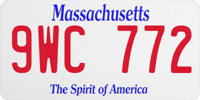 MA license plate 9WC772