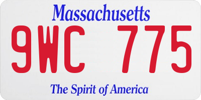 MA license plate 9WC775