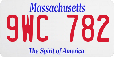 MA license plate 9WC782