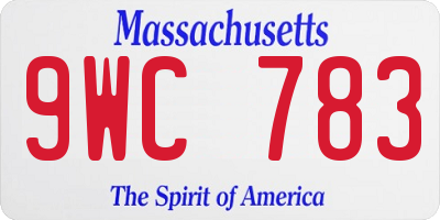MA license plate 9WC783