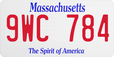 MA license plate 9WC784