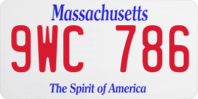 MA license plate 9WC786