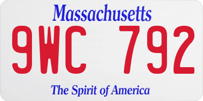 MA license plate 9WC792