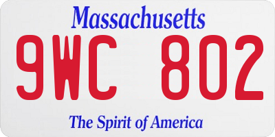 MA license plate 9WC802
