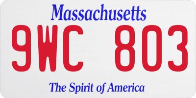 MA license plate 9WC803