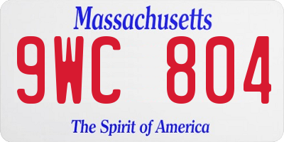 MA license plate 9WC804