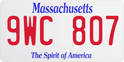 MA license plate 9WC807