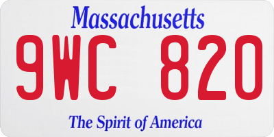 MA license plate 9WC820