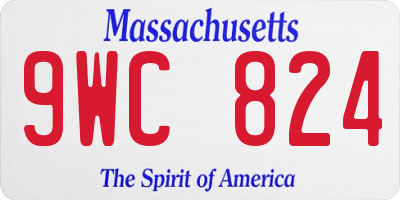 MA license plate 9WC824
