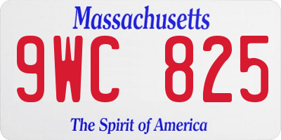 MA license plate 9WC825