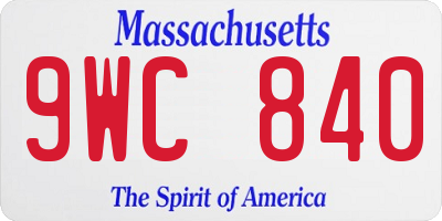 MA license plate 9WC840