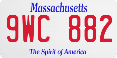 MA license plate 9WC882