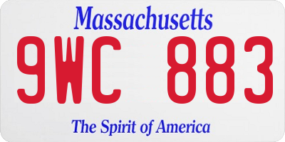 MA license plate 9WC883