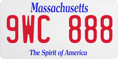 MA license plate 9WC888