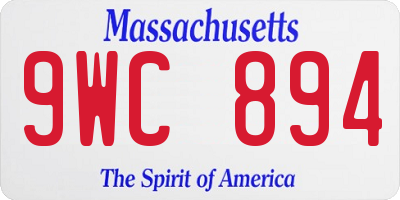 MA license plate 9WC894