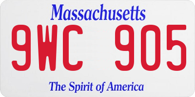 MA license plate 9WC905