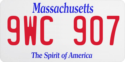 MA license plate 9WC907