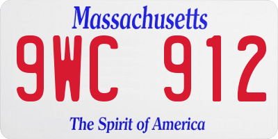 MA license plate 9WC912