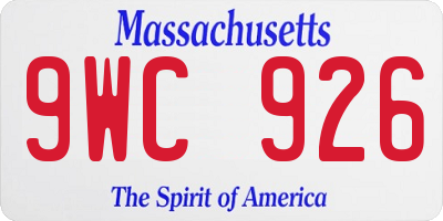 MA license plate 9WC926